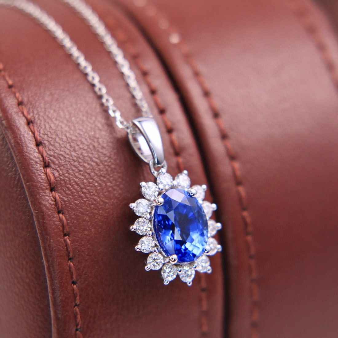 14k Gold 2.46 Ctw Natural Sapphire & Diamond Pendant( Without Chain ) - 7