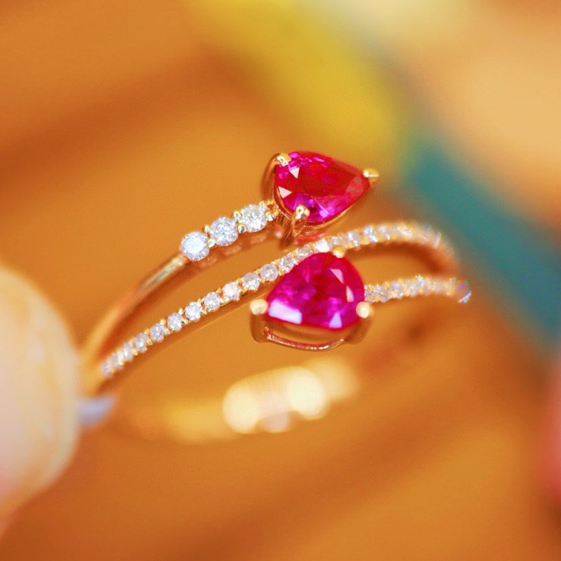 14k Gold 0.80 Ctw Natural Ruby & Diamond Ring - 2