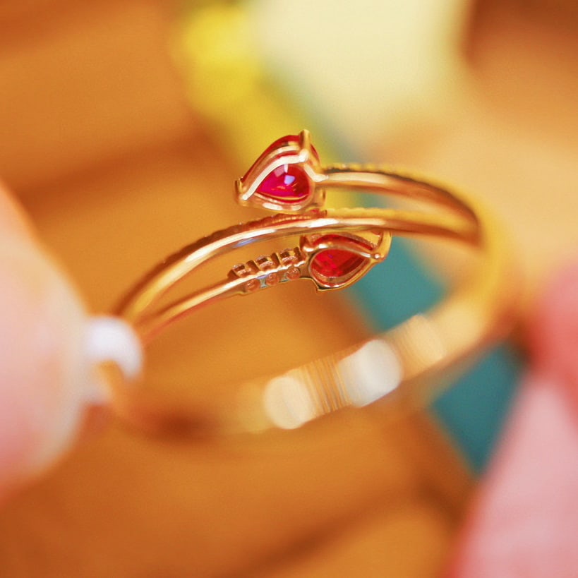 14k Gold 0.80 Ctw Natural Ruby & Diamond Ring - 5