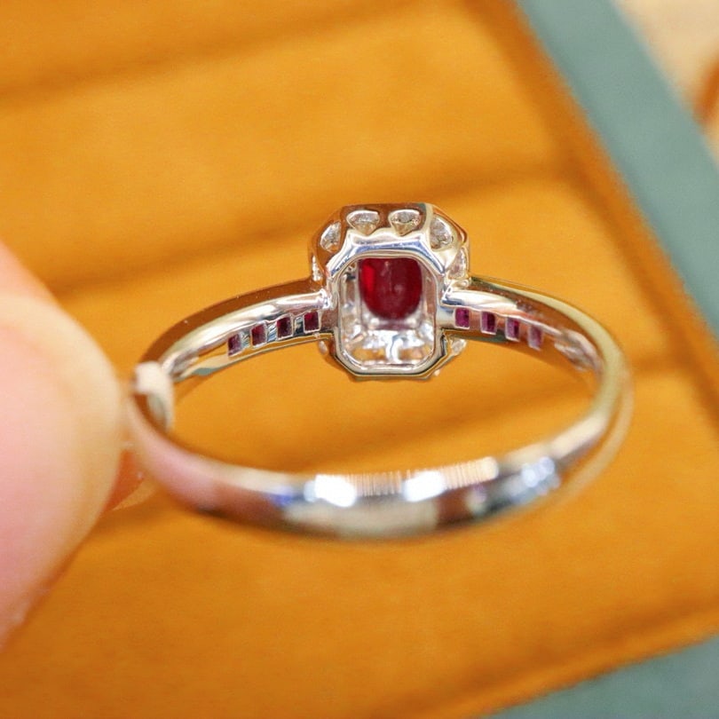 14k Gold 0.71 Ctw Natural Ruby & Diamond Ring - 4