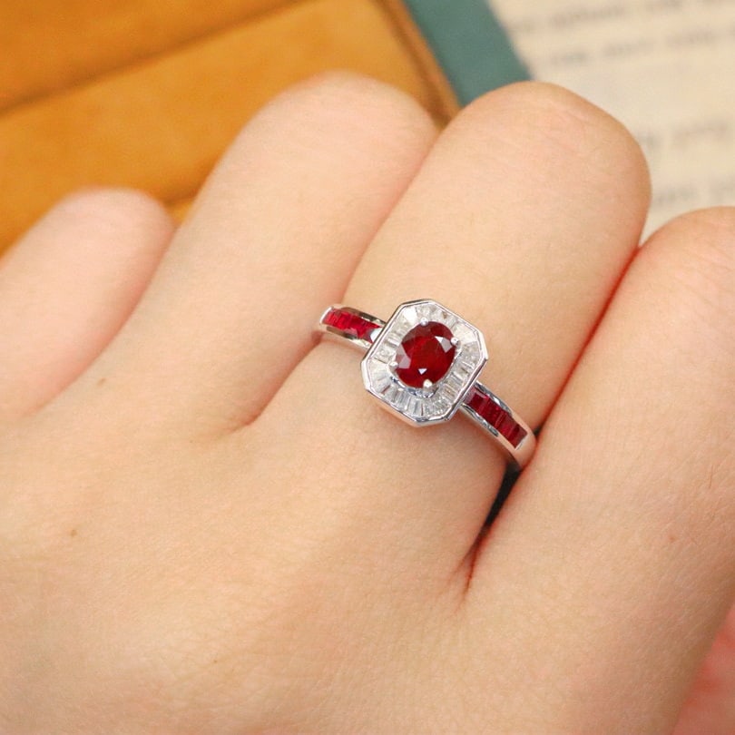 14k Gold 0.71 Ctw Natural Ruby & Diamond Ring - 5