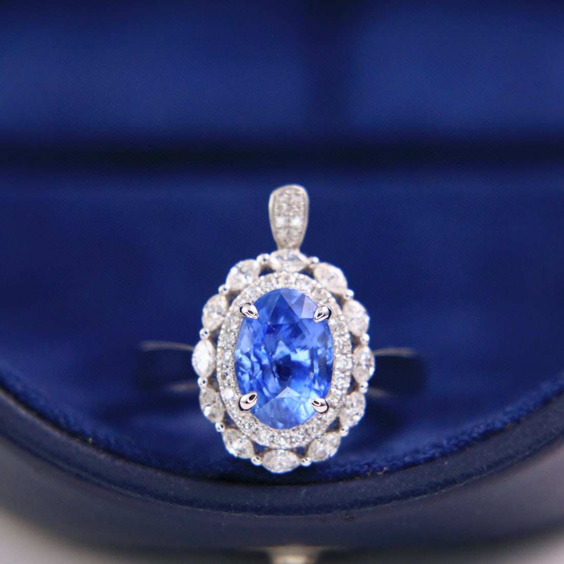 14k Gold 3.24 Ctw Natural Sapphire & Diamond Ring/pendant( Without Chain ) - 4