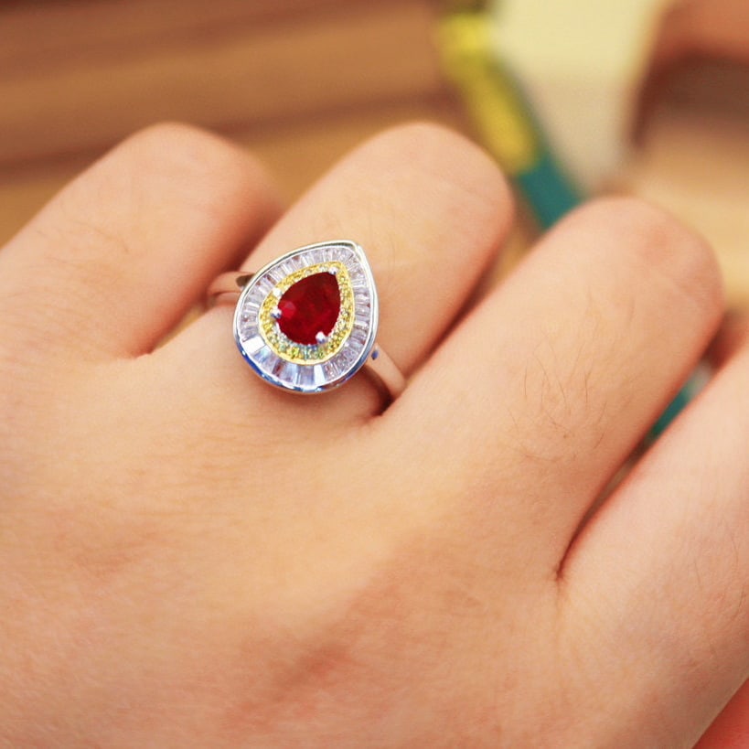 14k Gold 1.08 Ctw Natural Ruby & Diamond Ring - 5