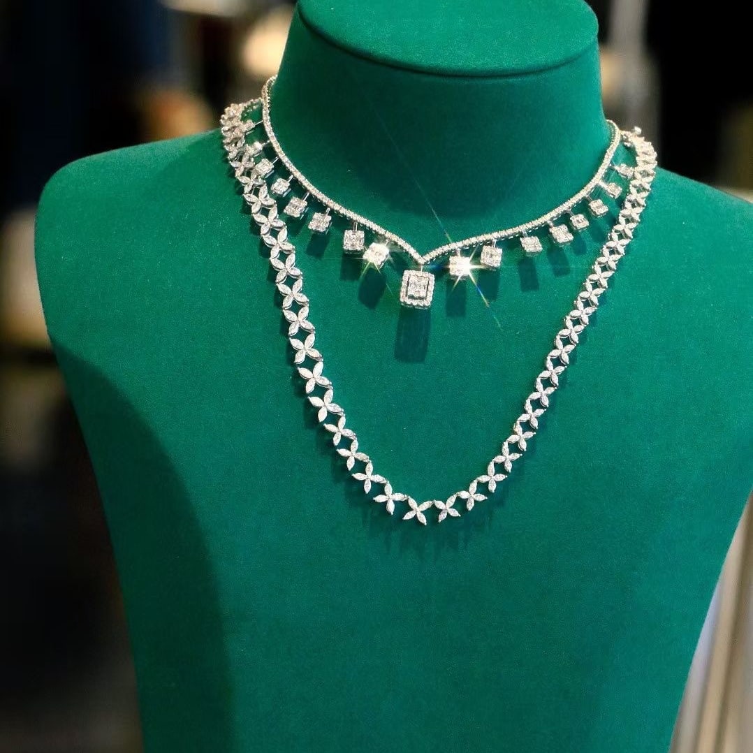 14k Gold 4.5 Ct Natural H Diamond Necklace - 4