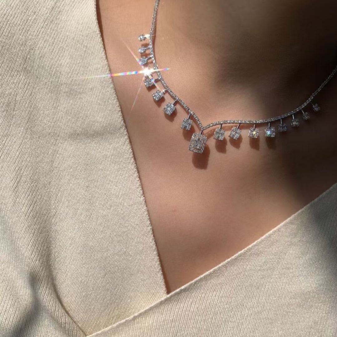 14k Gold 4.5 Ct Natural H Diamond Necklace - 7