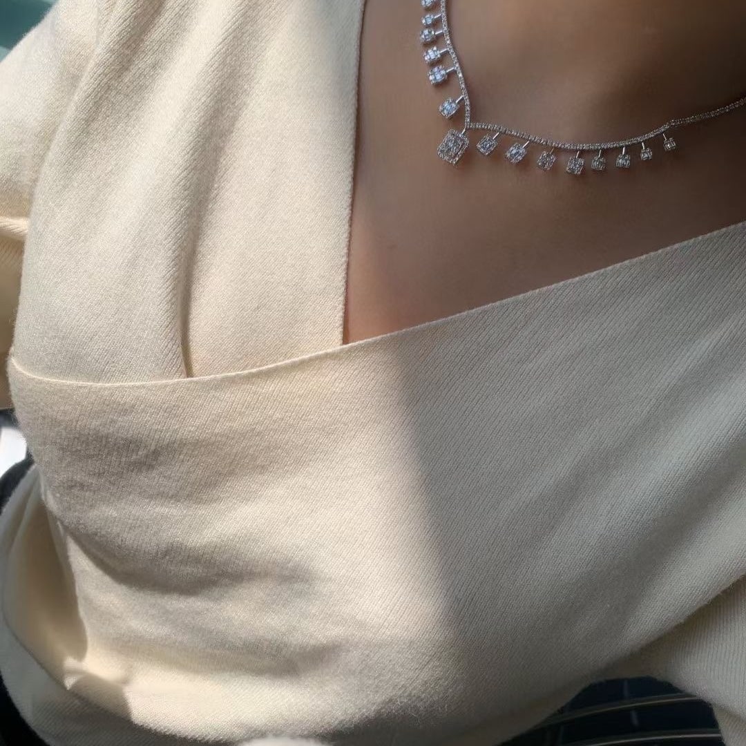 14k Gold 4.5 Ct Natural H Diamond Necklace - 8