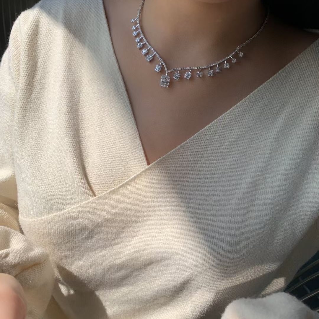 14k Gold 4.5 Ct Natural H Diamond Necklace - 9