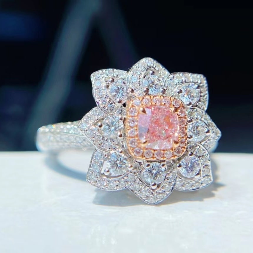 Gia Certified 14k Gold 0.93 Ctw Natural Pink Diamond & Diamond Ring - 2