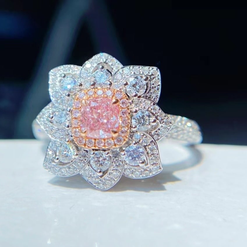 Gia Certified 14k Gold 0.93 Ctw Natural Pink Diamond & Diamond Ring - 3