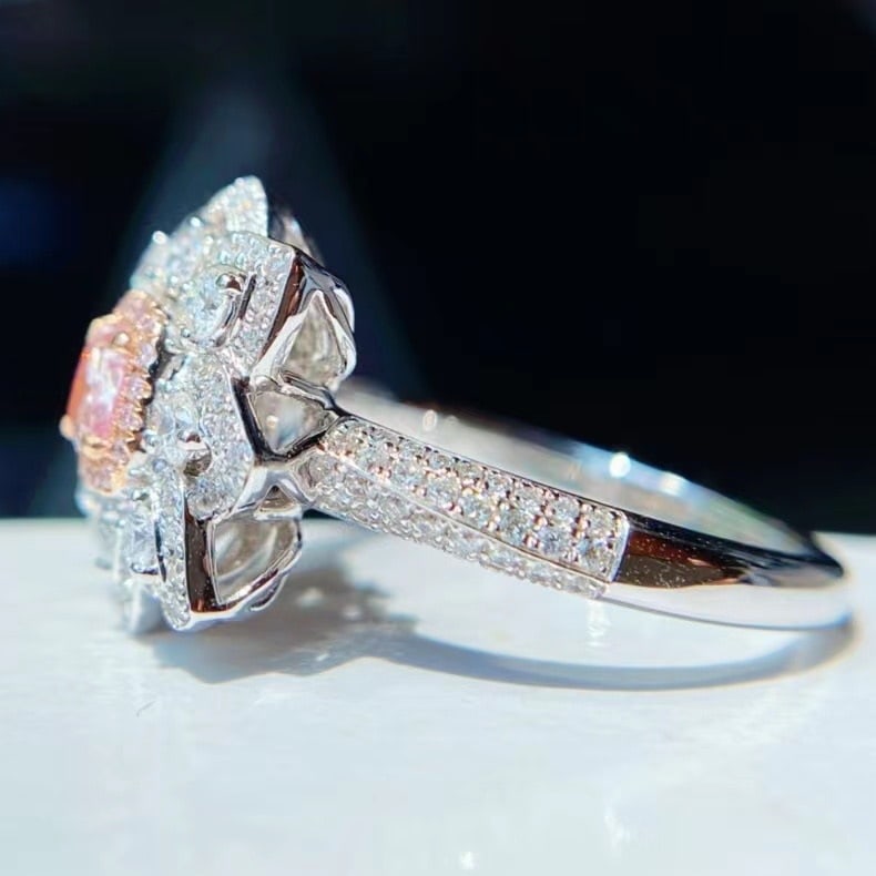 Gia Certified 14k Gold 0.93 Ctw Natural Pink Diamond & Diamond Ring - 4