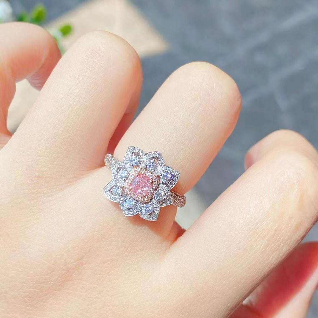 Gia Certified 14k Gold 0.93 Ctw Natural Pink Diamond & Diamond Ring - 5