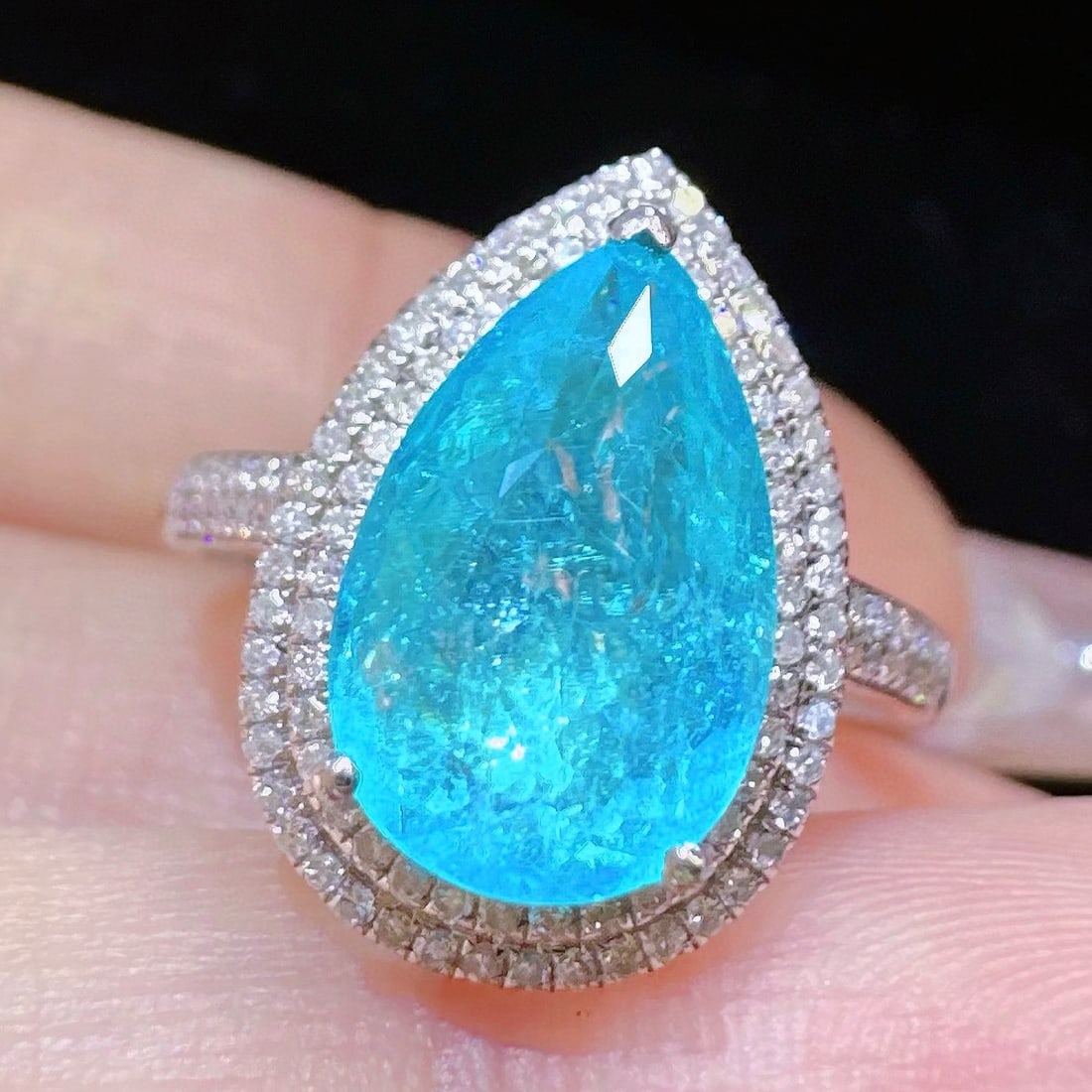 14k Gold 3.49 Ctw Natural Paraiba Tourmaline & Diamond Ring - 3