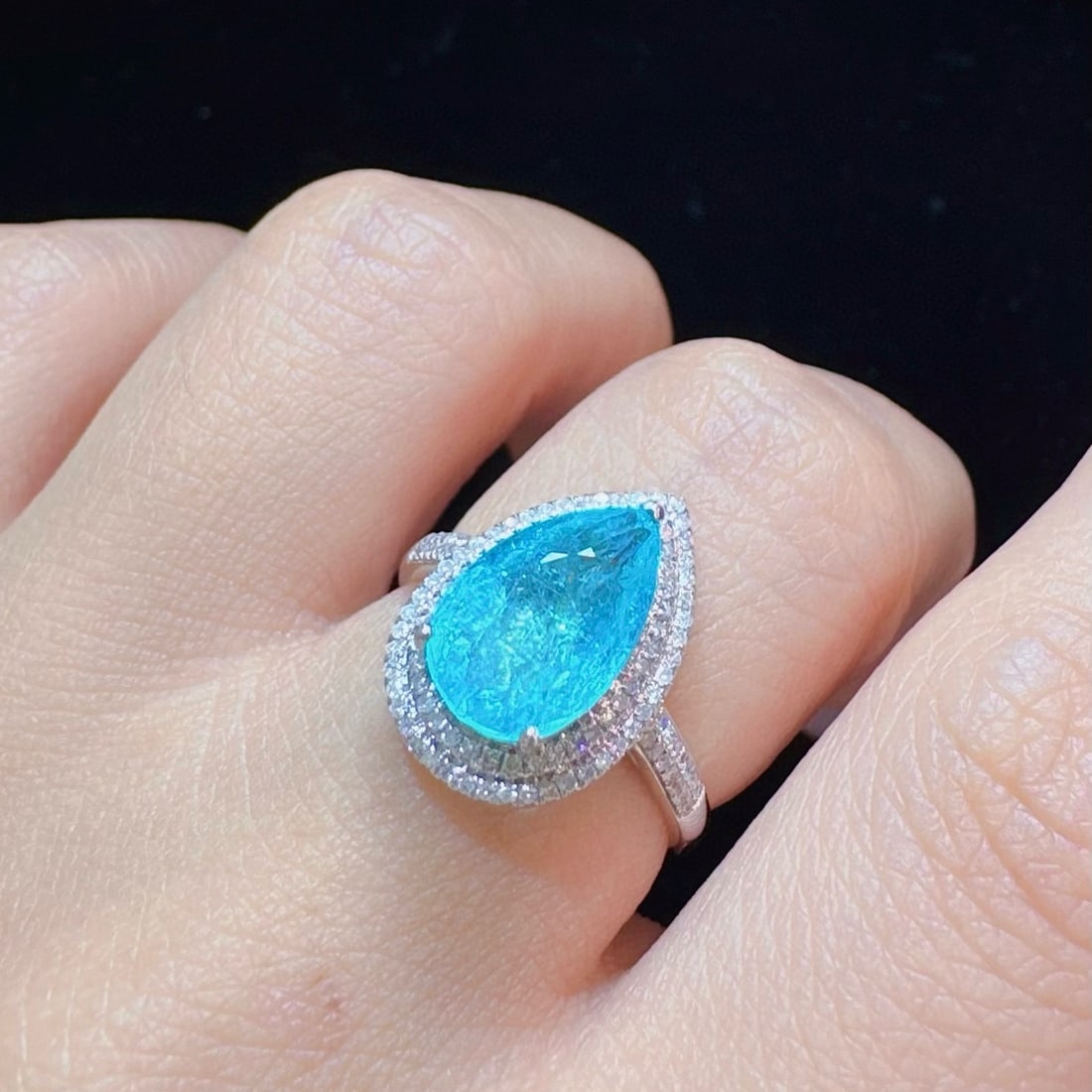 14k Gold 3.49 Ctw Natural Paraiba Tourmaline & Diamond Ring - 4