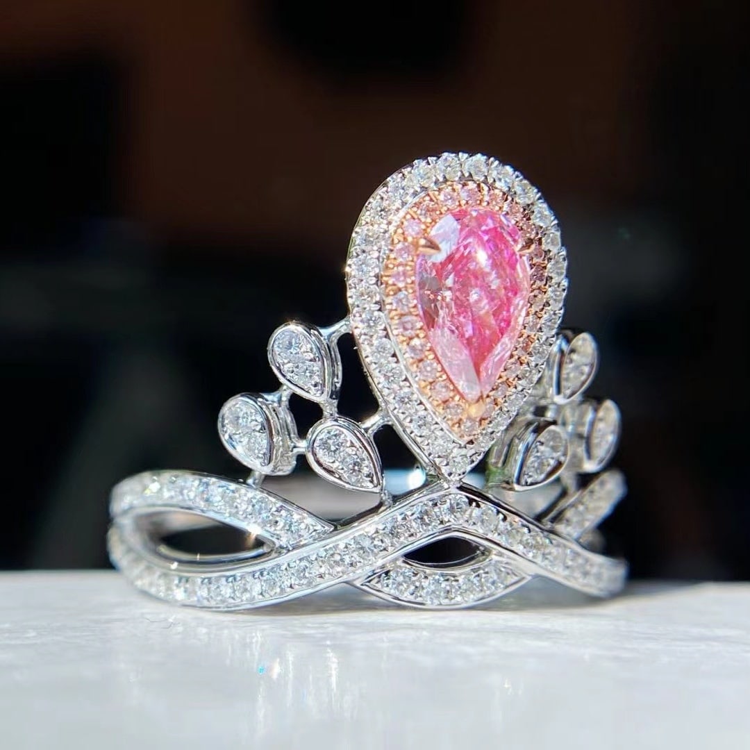 Gia Certified 14k Gold 0.78 Ctw Natural Pink Diamond & Diamond Ring - 2