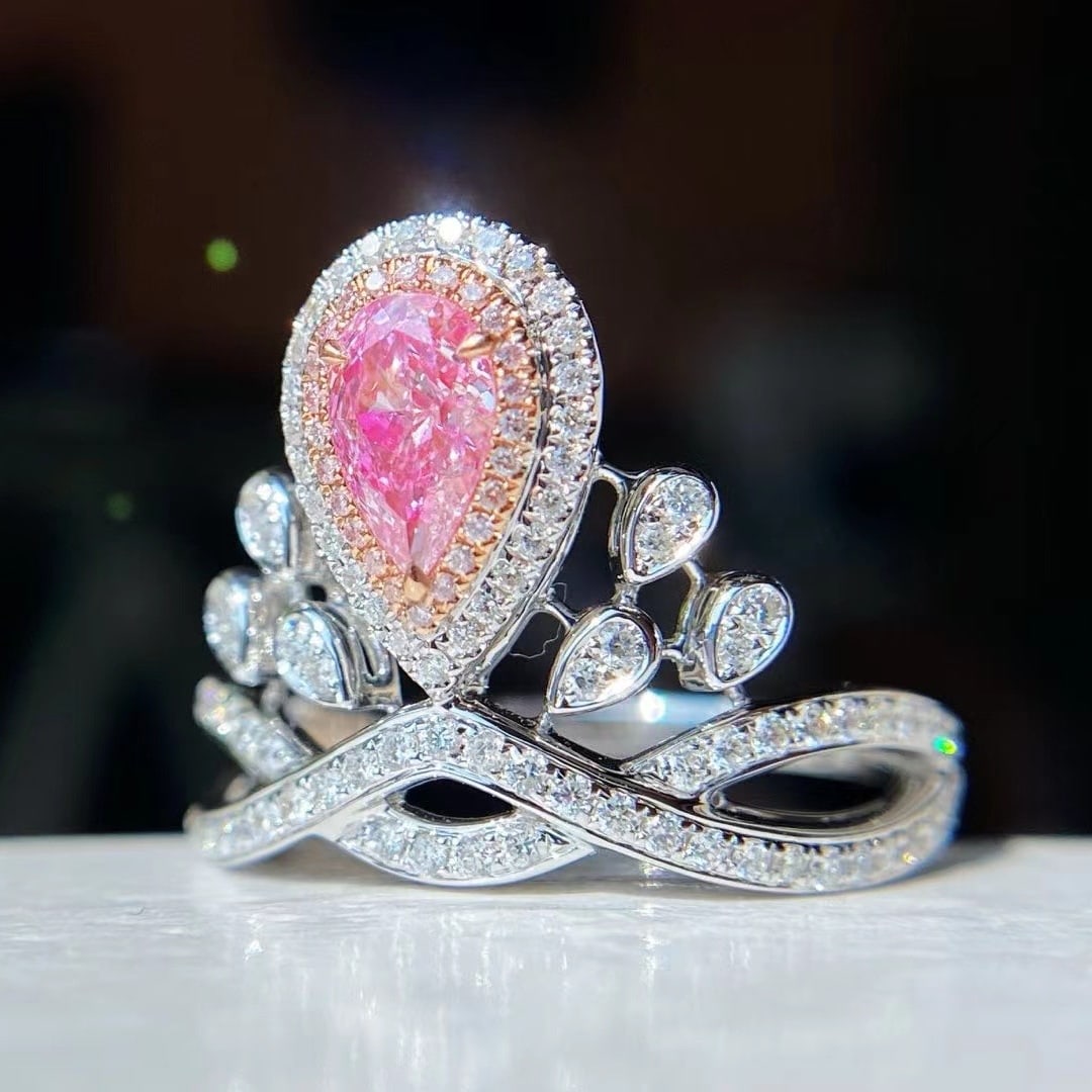 Gia Certified 14k Gold 0.78 Ctw Natural Pink Diamond & Diamond Ring - 3