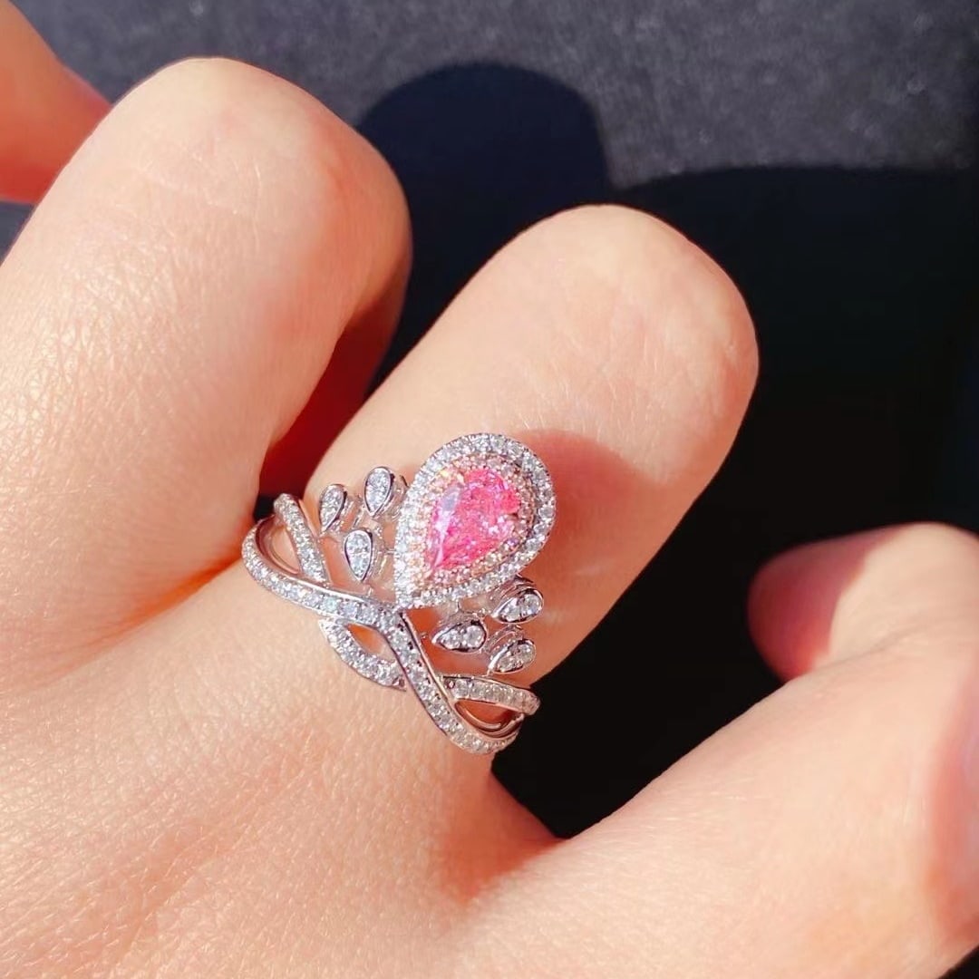 Gia Certified 14k Gold 0.78 Ctw Natural Pink Diamond & Diamond Ring - 4