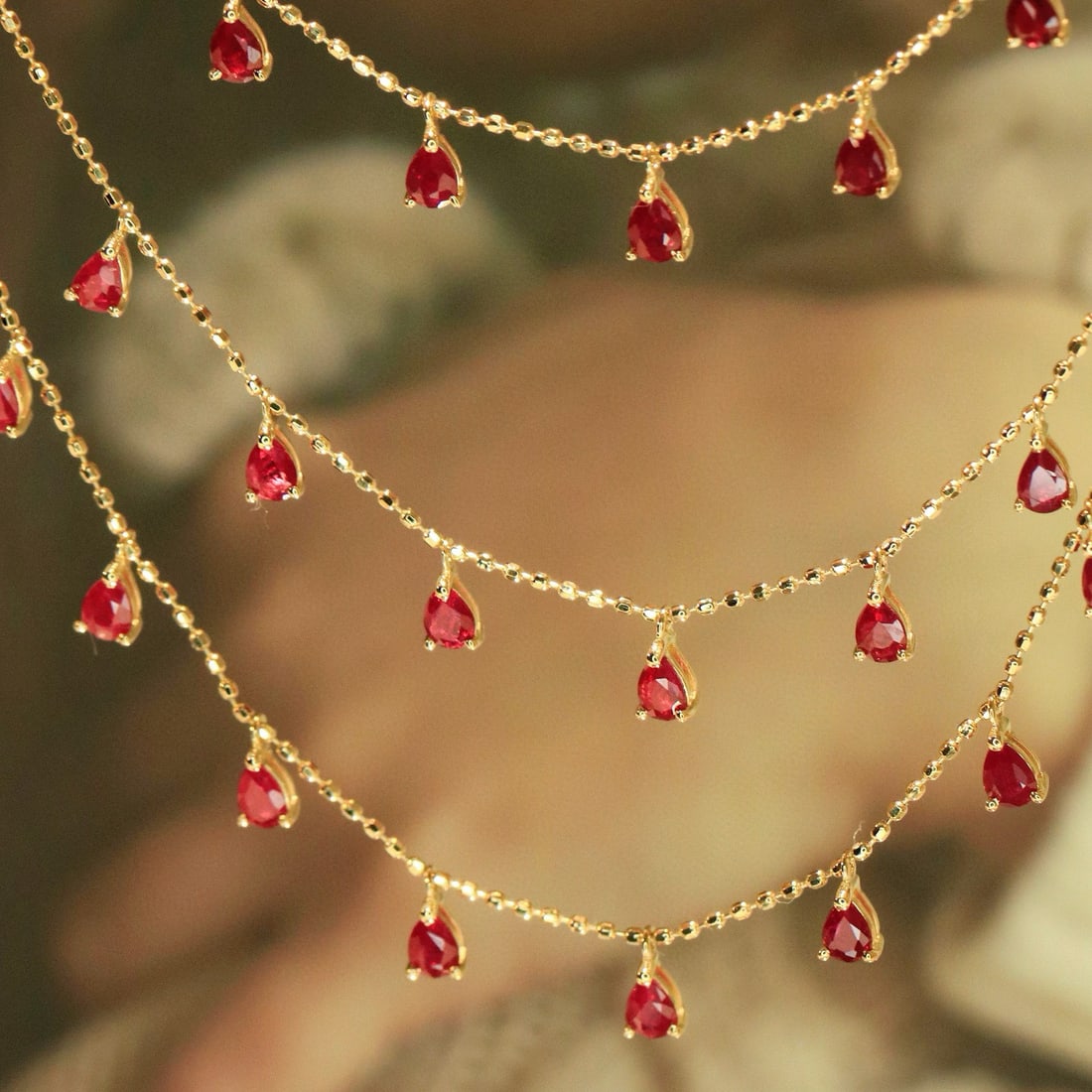 14k Gold 1 Ct Vivid Red Natural Ruby Necklace - 3