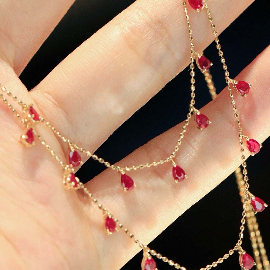 14k Gold 1 Ct Vivid Red Natural Ruby Necklace - 5