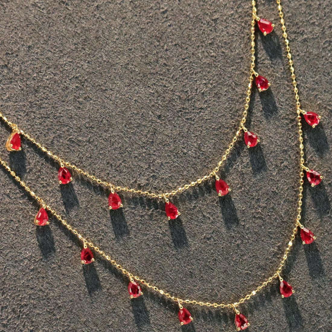 14k Gold 1 Ct Vivid Red Natural Ruby Necklace - 6