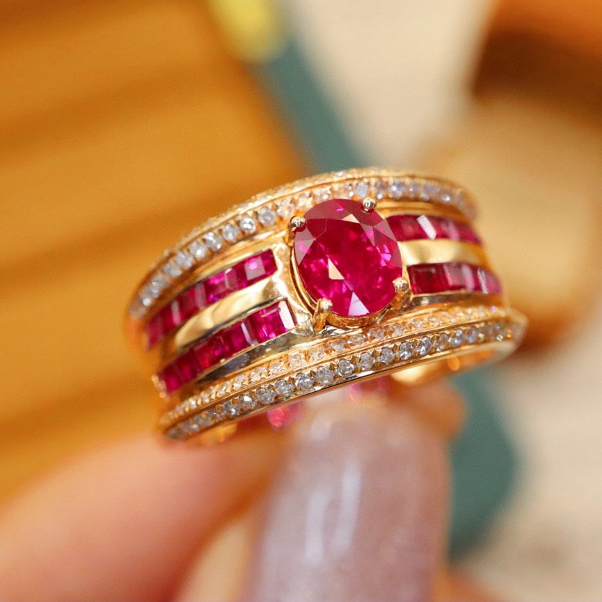 14k Gold 0.99 Ctw Natural Ruby & Diamond Ring - 3