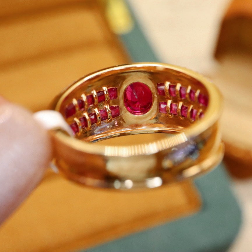 14k Gold 0.99 Ctw Natural Ruby & Diamond Ring - 4