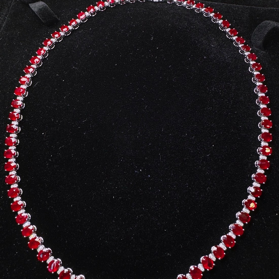 14k Gold 29.73 Ctw Natural Ruby & Diamond Necklace - 2