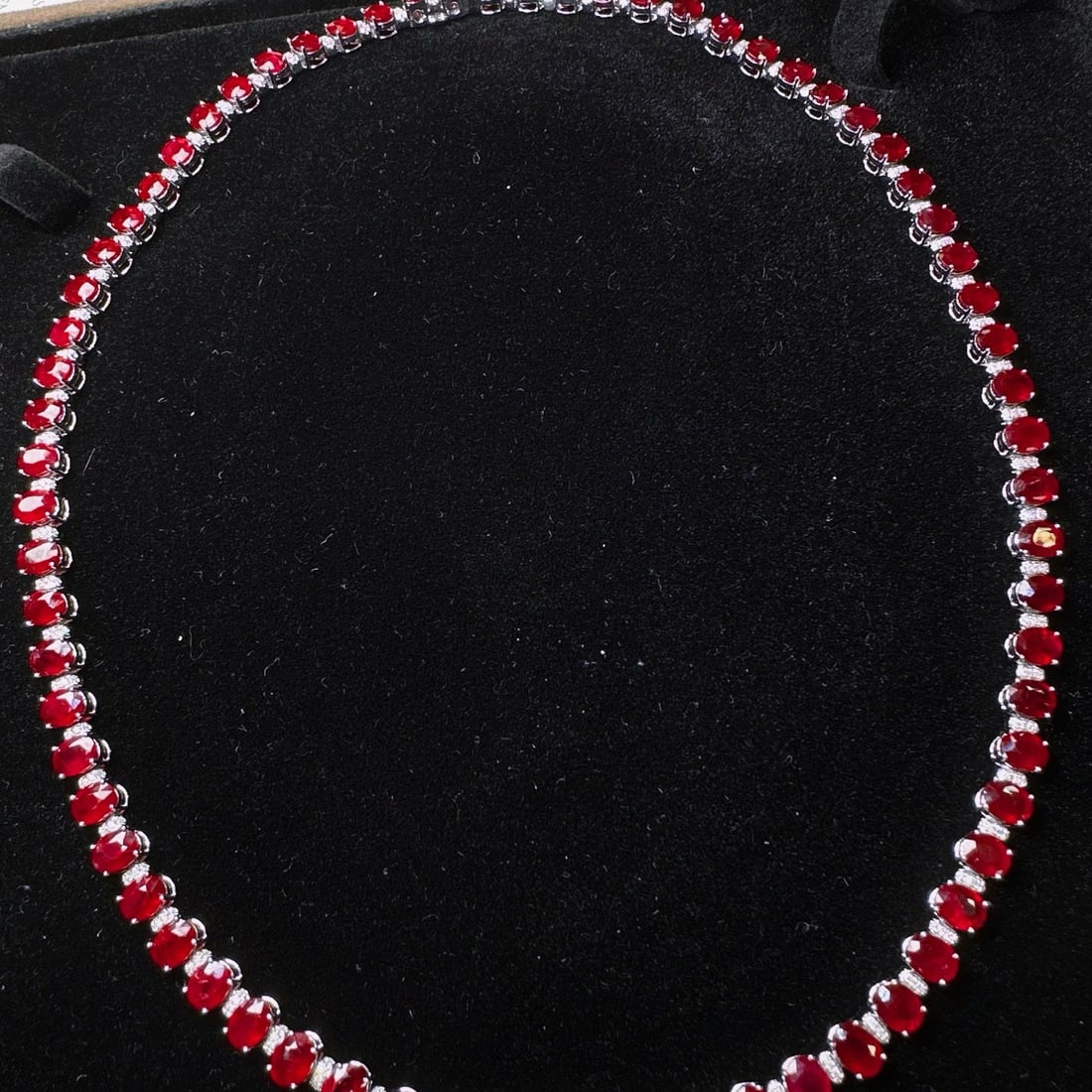 14k Gold 29.73 Ctw Natural Ruby & Diamond Necklace - 3