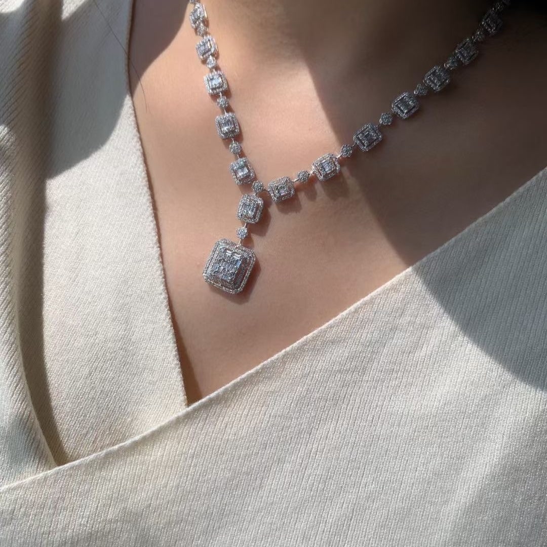 14k Gold 5 Ct Natural H Diamond Necklace - 7