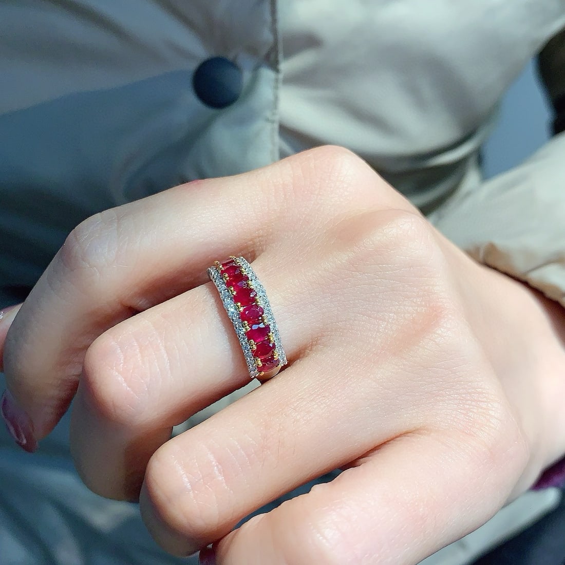 14k Gold 1.54 Ctw Vivid Red Natural Ruby & Diamond Ring - 7