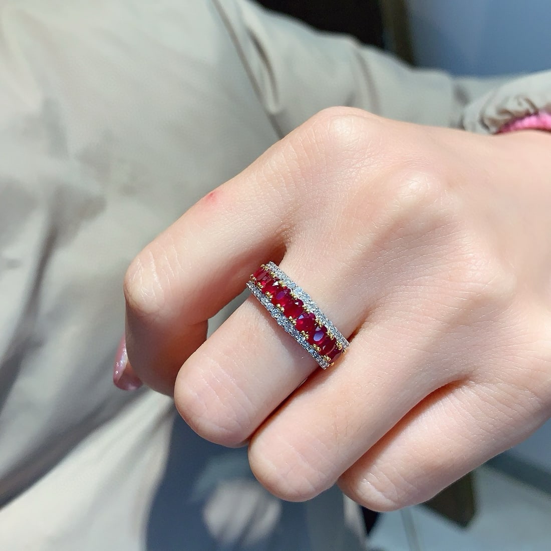 14k Gold 1.54 Ctw Vivid Red Natural Ruby & Diamond Ring - 8