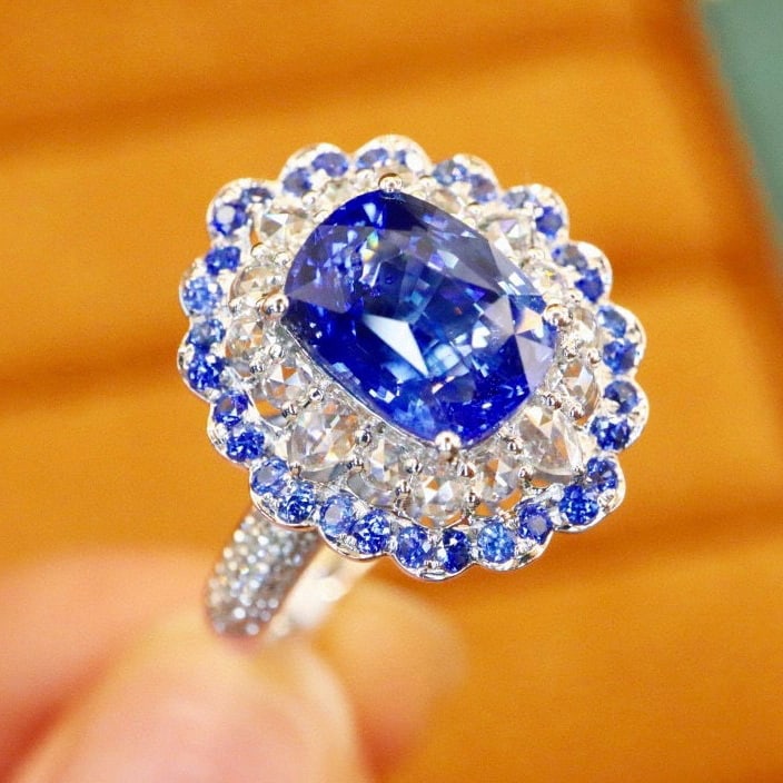 14k Gold 2.93 Ctw Natural Sapphire & Diamond Ring - 3