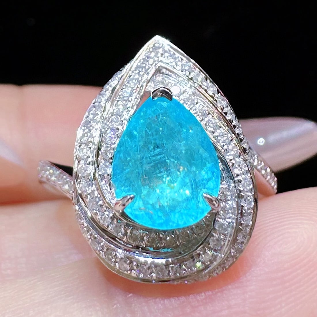 14k Gold 1.56 Ctw Natural Paraiba Tourmaline & Diamond Ring - 2