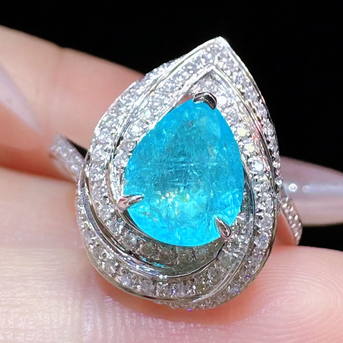 14k Gold 1.56 Ctw Natural Paraiba Tourmaline & Diamond Ring - 3