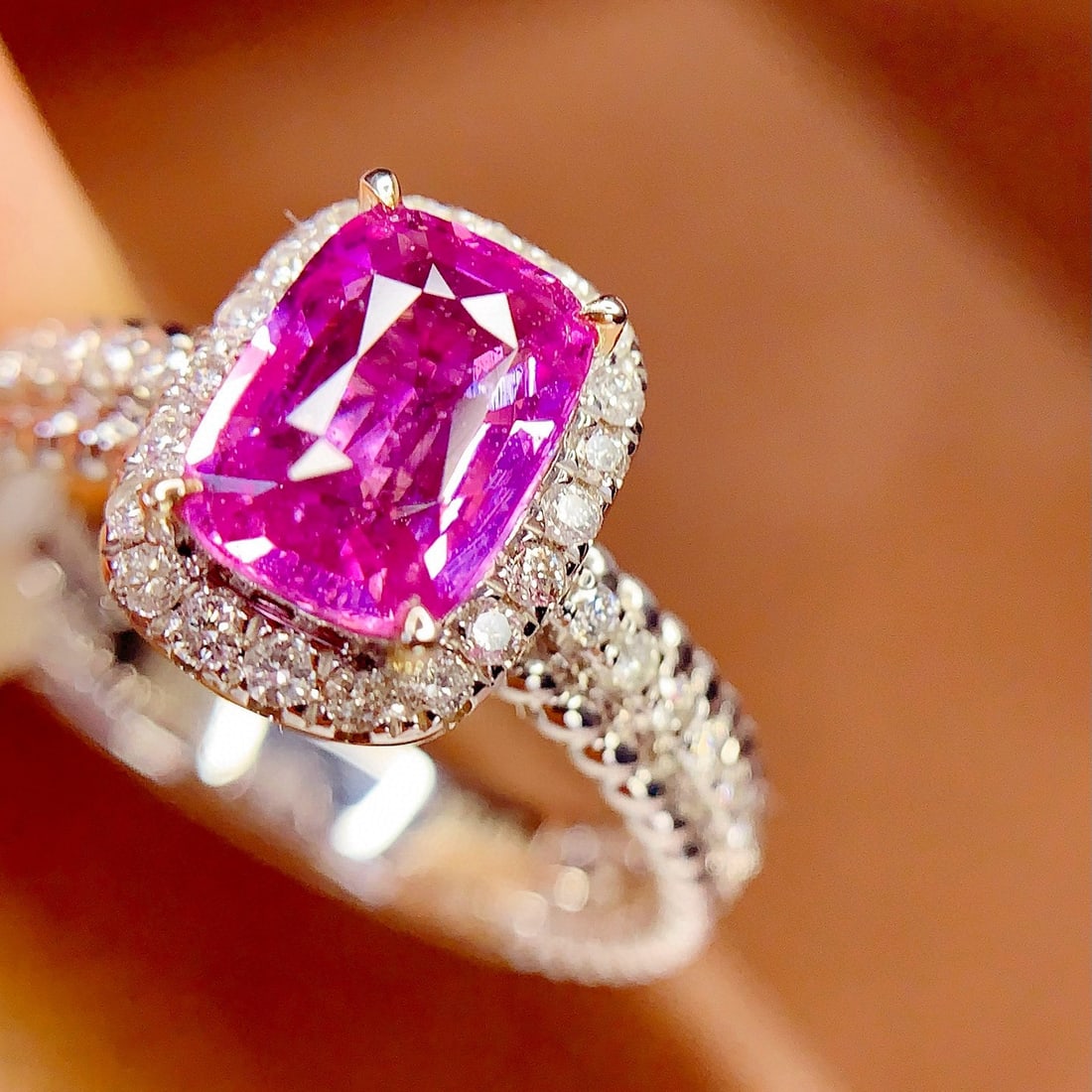 14k Gold 1.8 Ct Natural Sapphire & Diamond Ring - 5