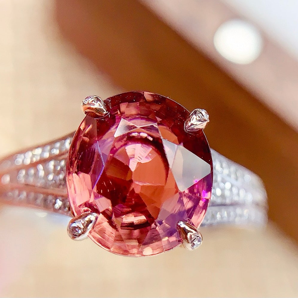 14k Gold 3.36 Ct Natural Tourmaline & Diamond Ring - 4