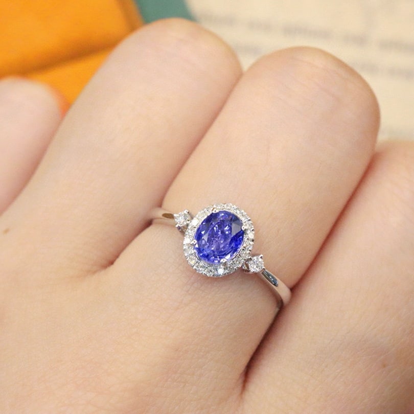 14k Gold 1.01 Ctw Natural Sapphire & Diamond Ring - 6