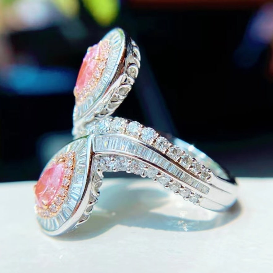 Gia Certified 14k Gold 2.14 Ctw Natural Pink Diamond & Diamond Ring - 4