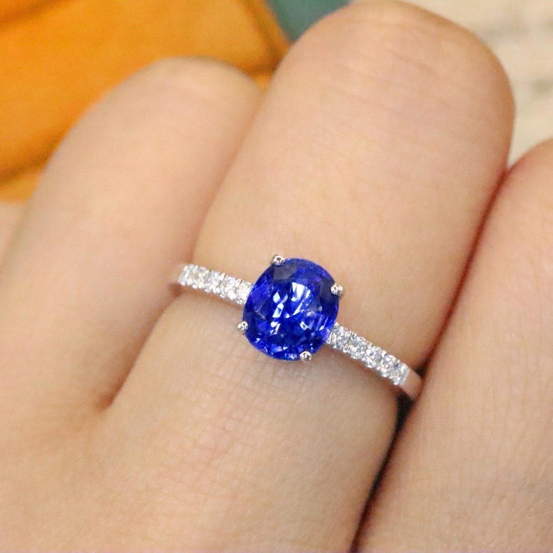 14k Gold 1.30 Ctw Natural Sapphire & Diamond Ring - 5