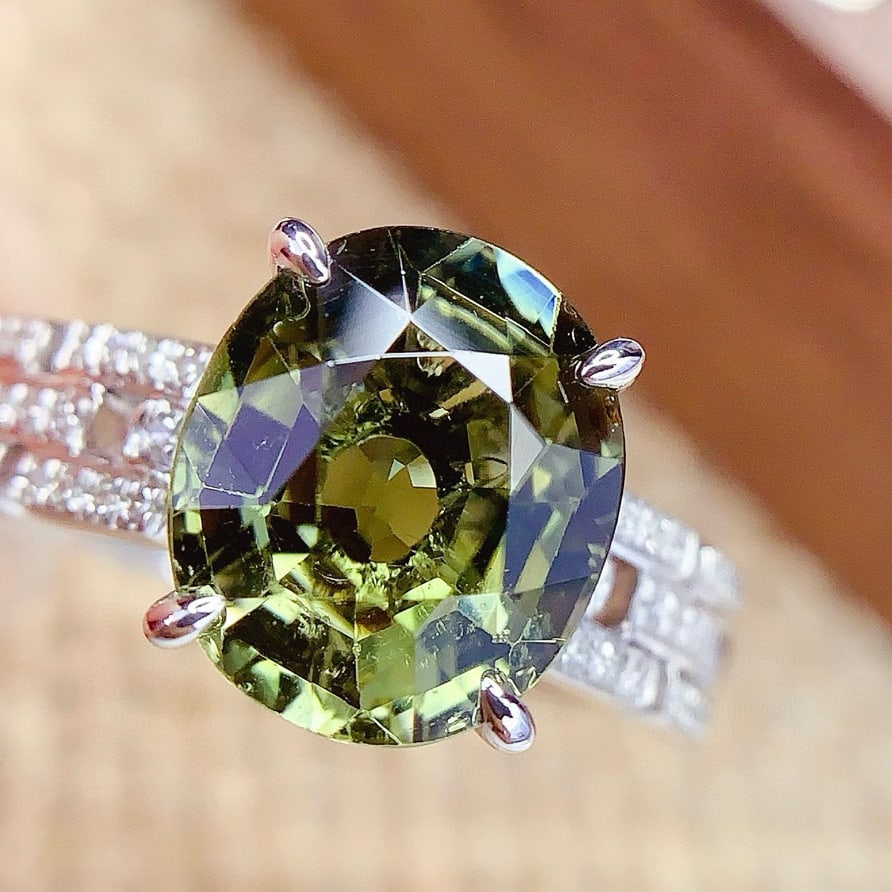 14k Gold 4 Ct Natural Tourmaline & Diamond Ring - 3