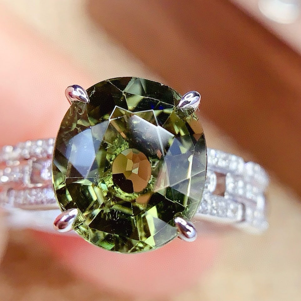 14k Gold 4 Ct Natural Tourmaline & Diamond Ring - 4