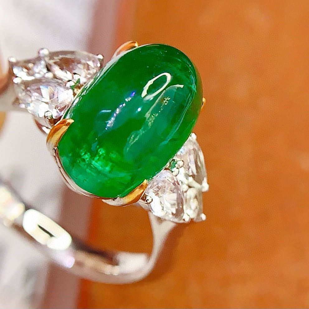 14k Gold 5 Ct Natural Emerald & Sapphire Ring - 2