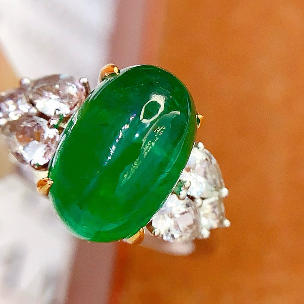 14k Gold 5 Ct Natural Emerald & Sapphire Ring - 3
