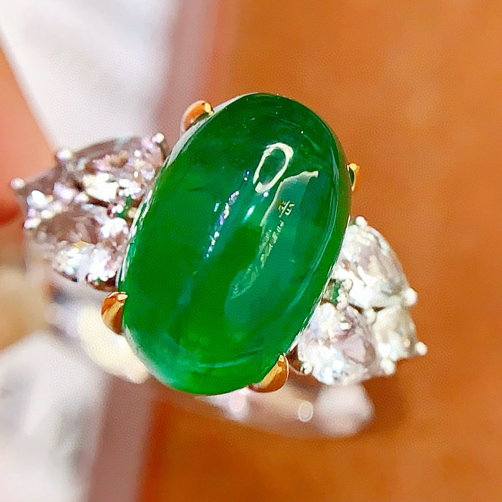 14k Gold 5 Ct Natural Emerald & Sapphire Ring - 4