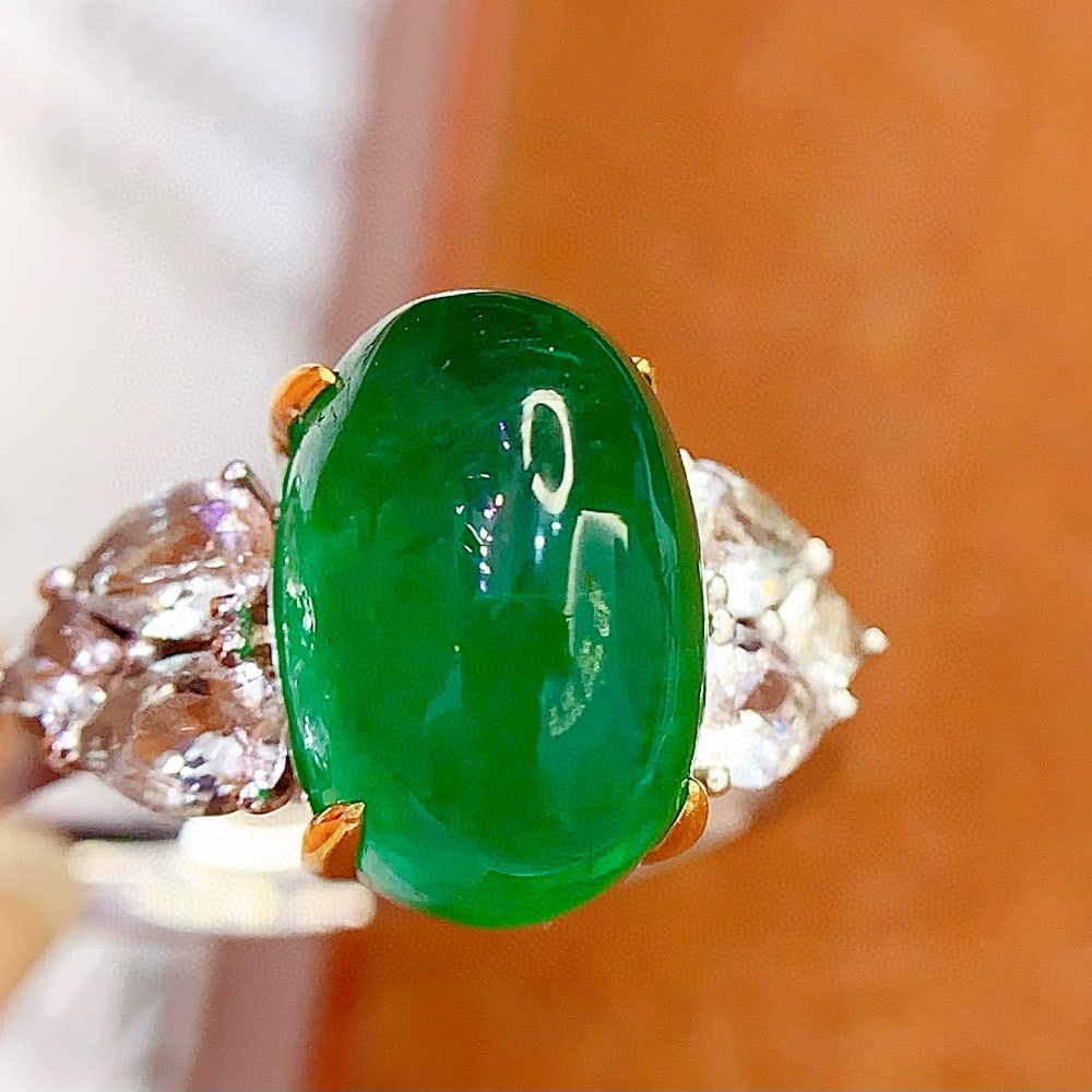 14k Gold 5 Ct Natural Emerald & Sapphire Ring - 5