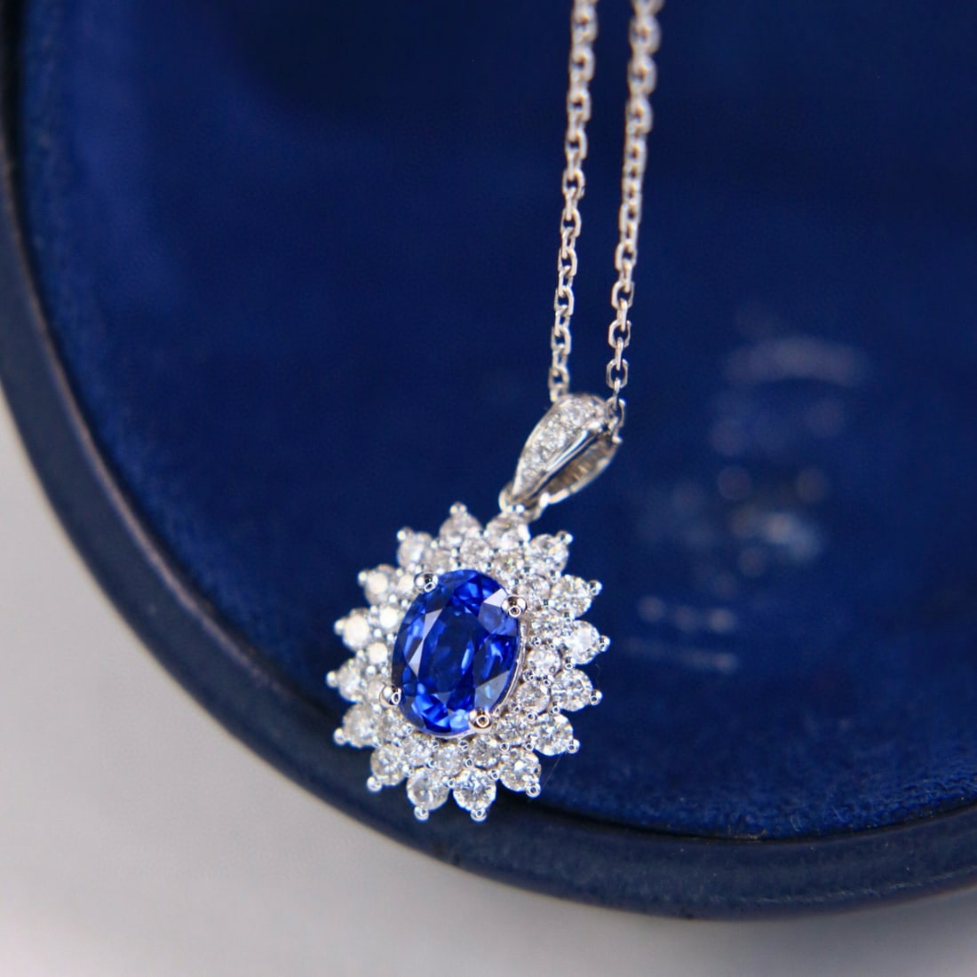 14k Gold 1.37 Ctw Natural Sapphire & Diamond Pendant( Without Chain ) - 3