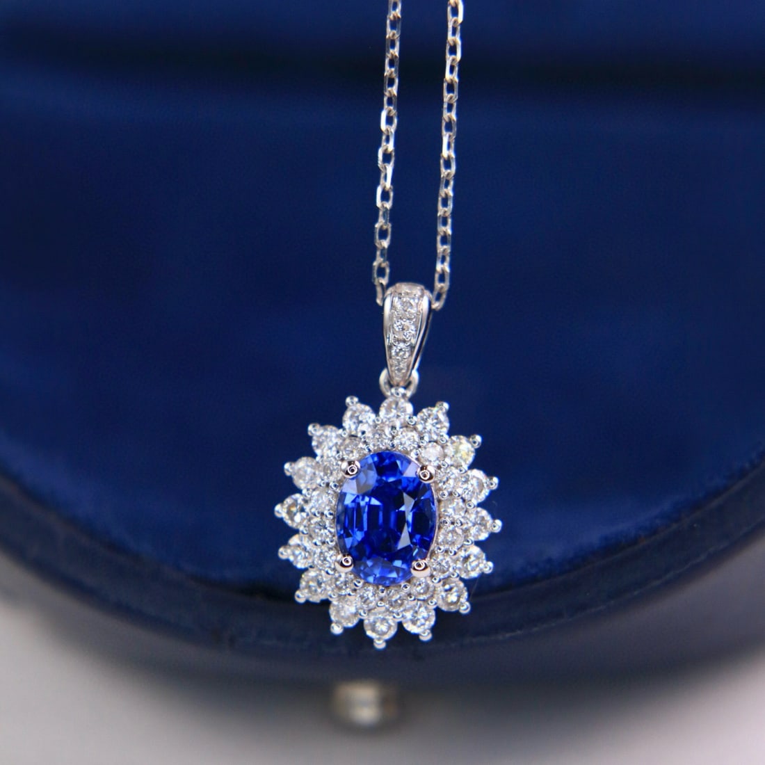 14k Gold 1.37 Ctw Natural Sapphire & Diamond Pendant( Without Chain ) - 4