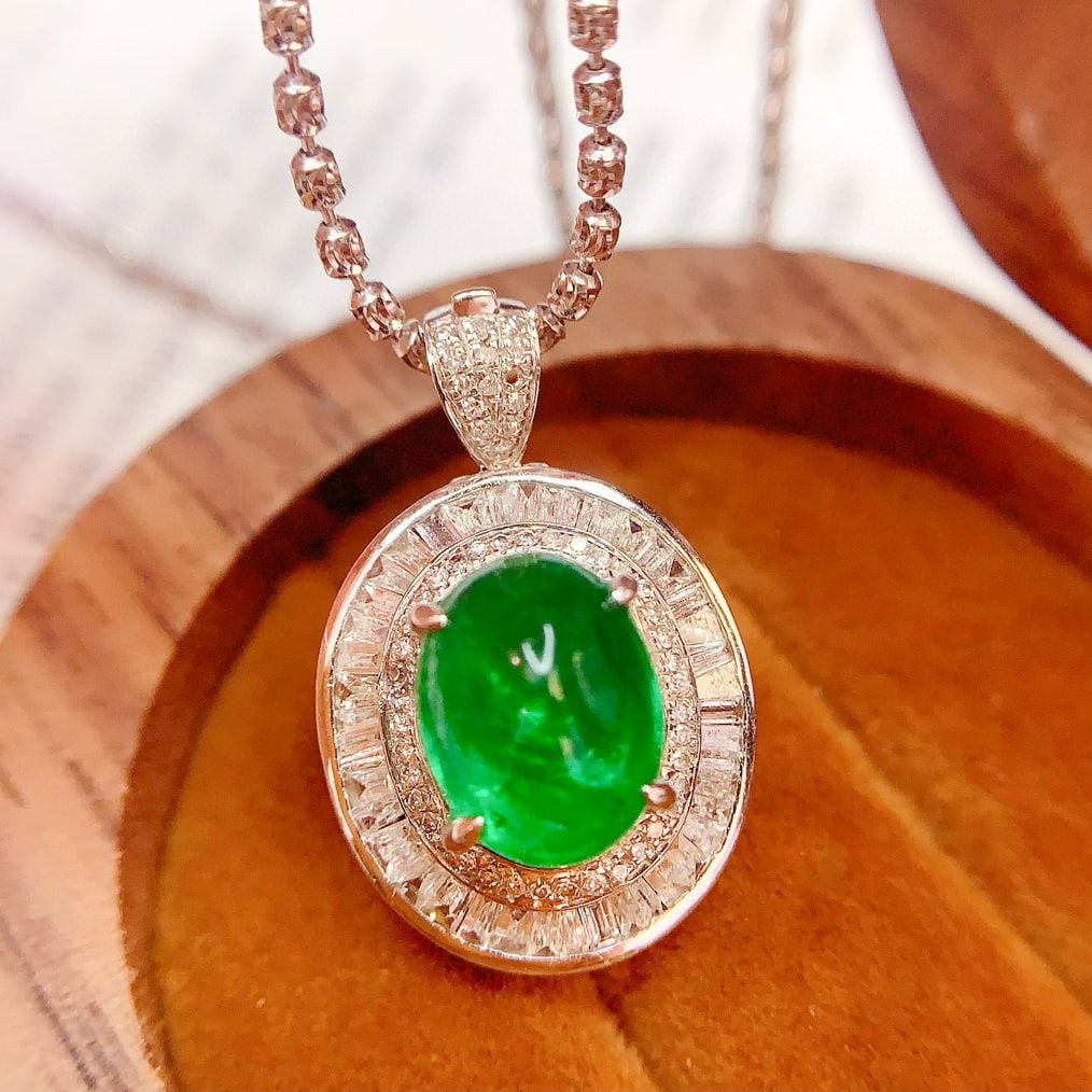 14k Gold 3.56 Ct Vivid Green Natural Emerald & Diamond Ring/pendant( Without Chain ) - 3