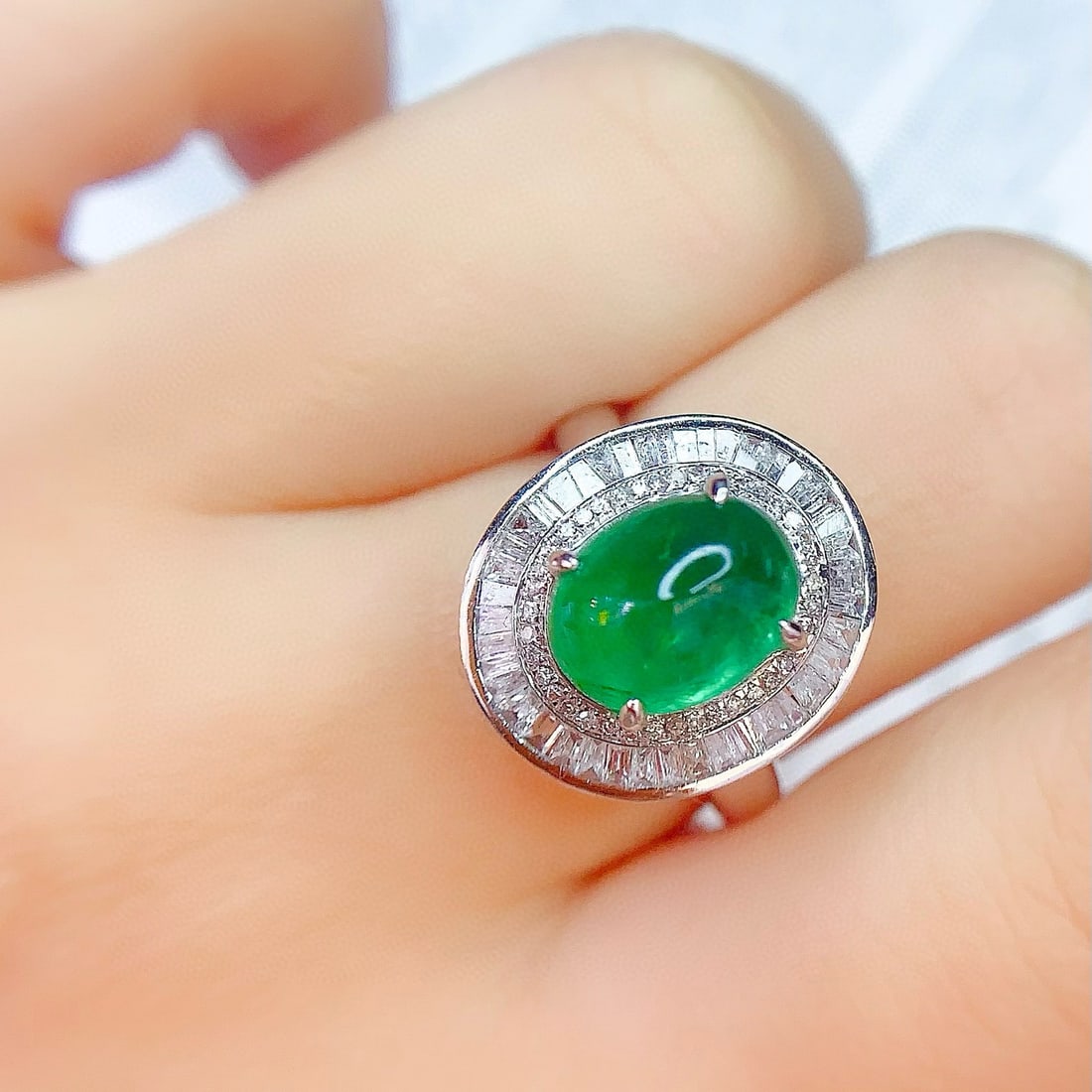 14k Gold 3.56 Ct Vivid Green Natural Emerald & Diamond Ring/pendant( Without Chain ) - 5