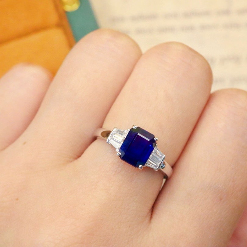 14k Gold 2.05 Ctw Natural Sapphire & Diamond Ring - 5