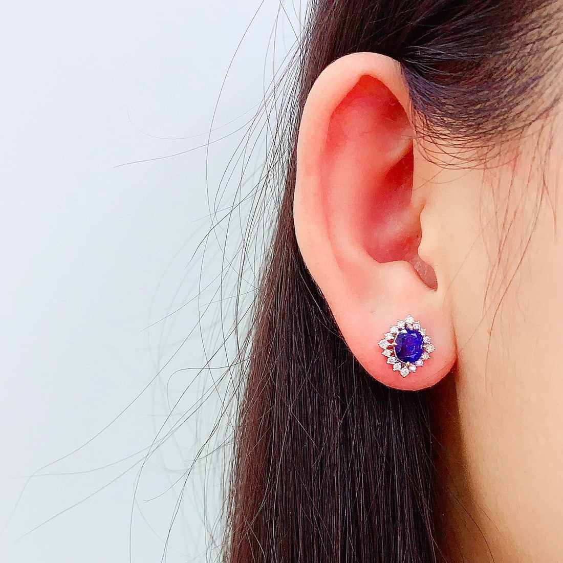 14k Gold 2.8 Ct Natural Sapphire & Diamond Earrings - 6